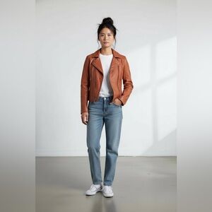 AllSaints Rust Leather Moto Jacket – Size US 6 / UK 10